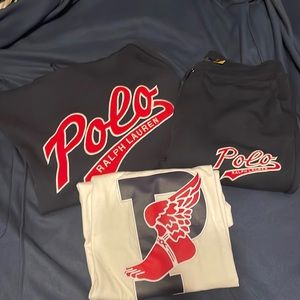 Polo Ralph Lauren Men's Double Knit Logo Hoodie,Pants,Tshirt Navy blue